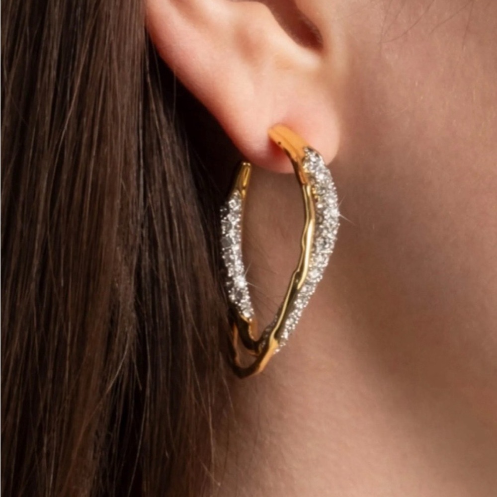 Solanales Intertwined Pave Hoop Earrings NEW Alexis Bittar JL16